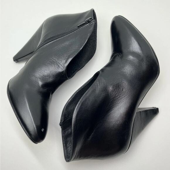 Unlace Black Leather Pointed Toe Ankle Boots Made in Italy - Picture 5 of 12